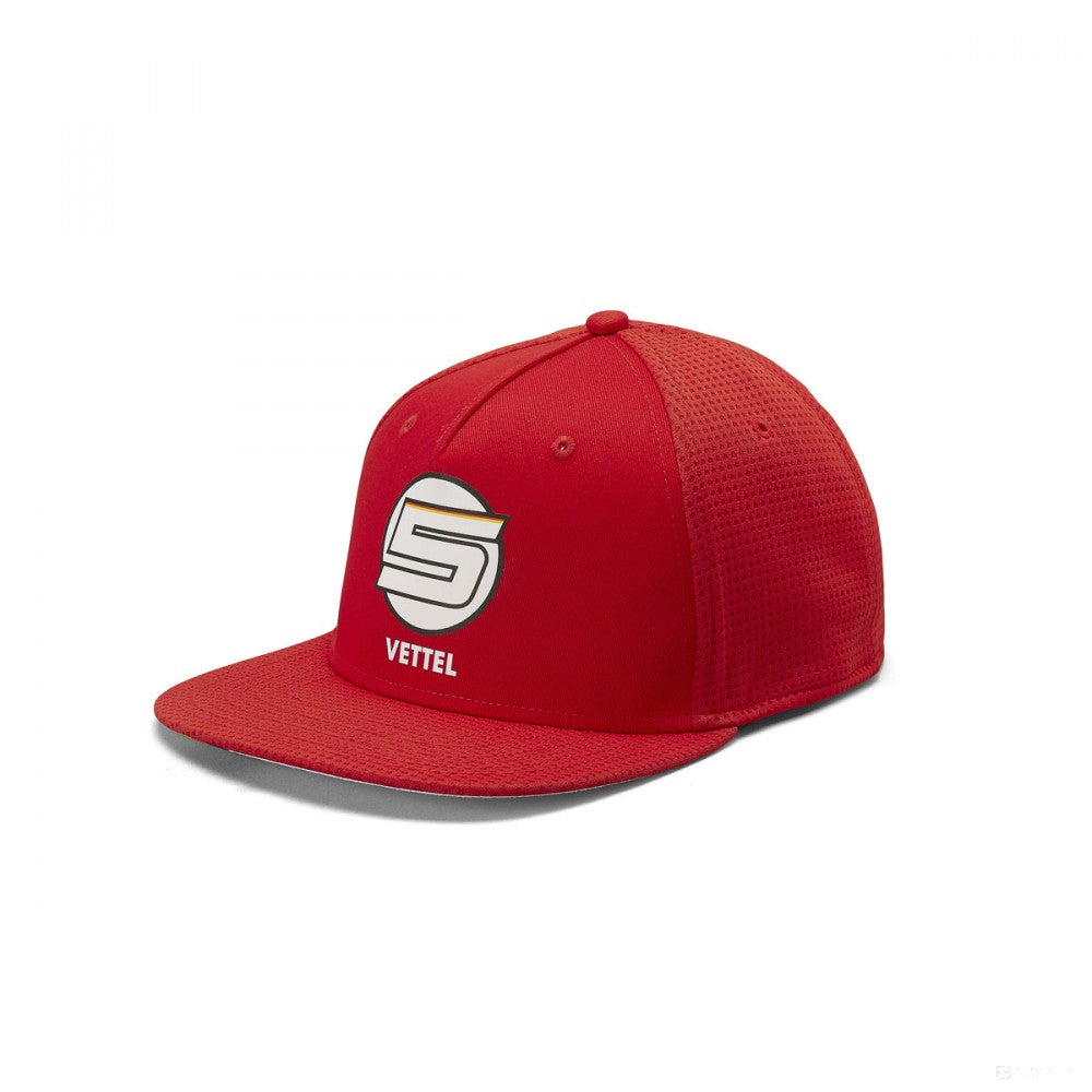 Ferrari Flatbrim Cap, Sebastian Vettel 5, Adult, Red, 2019