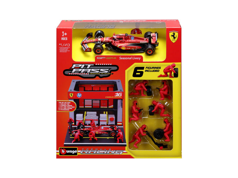Ferrari model kit, pit pass, bburago, 1:43, Charles Leclerc, #16, SF-24