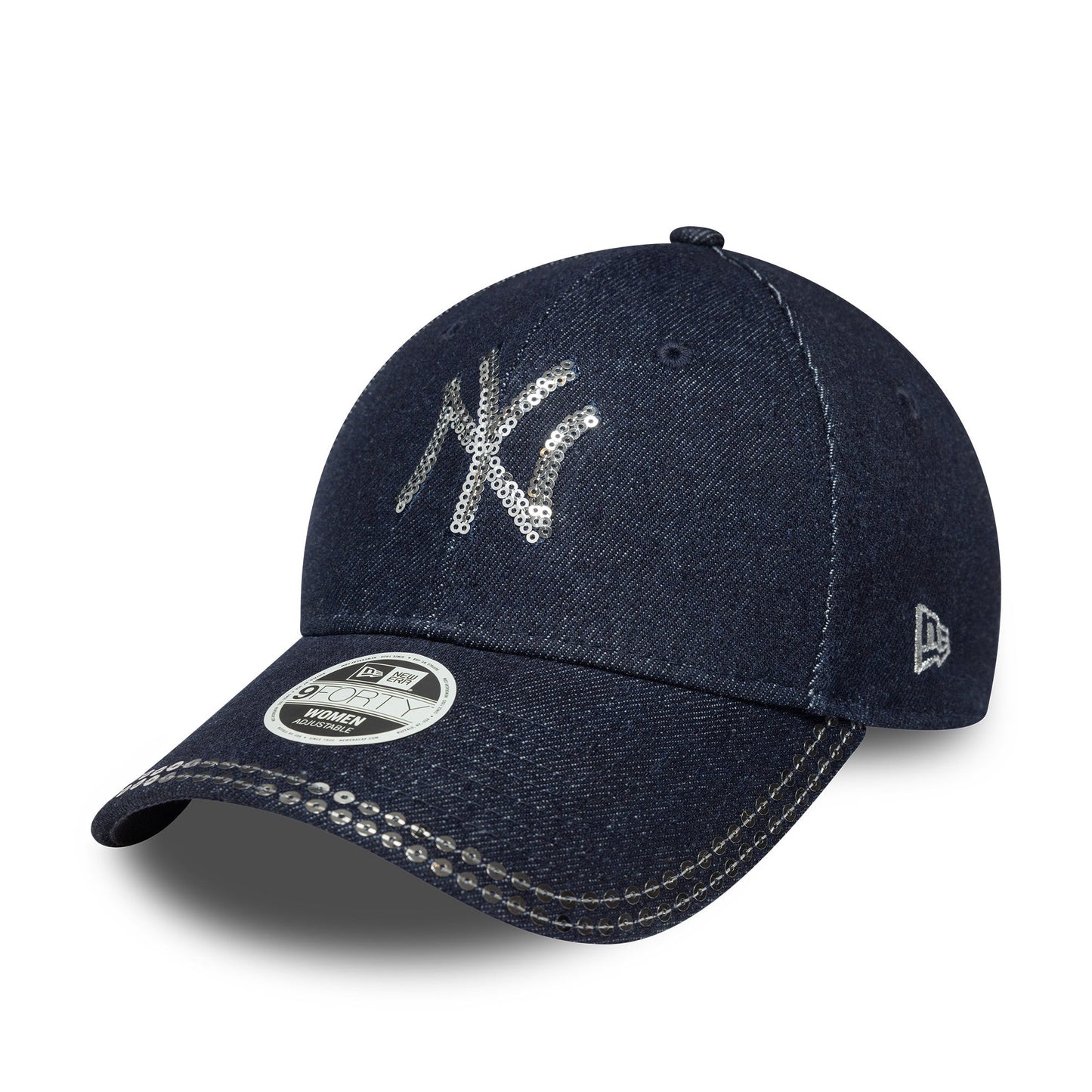 New York Yankees cap, sequin, New Era, 9FORTY, blue pattern, blue