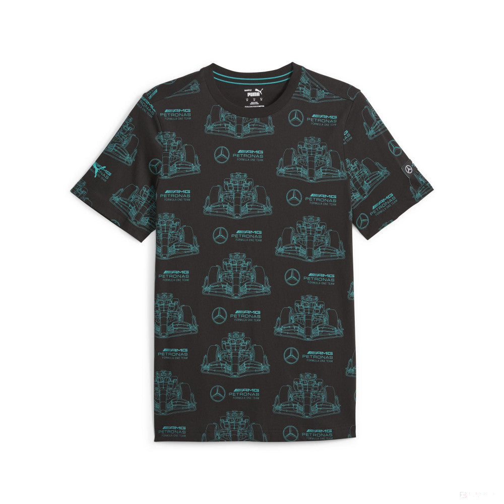 Mercedes t-shirt, AOP logo, black