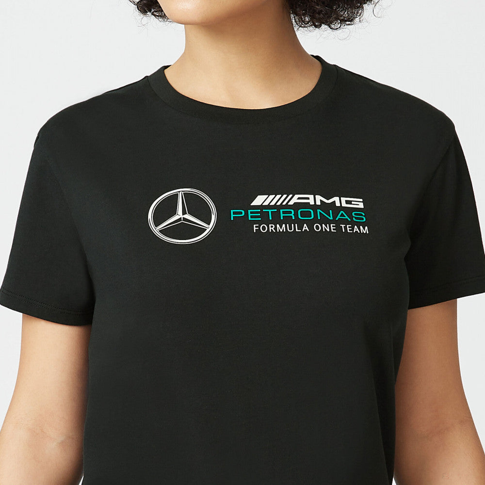 Mercedes Womens T-Shirt, Large Logo, Black, 2022