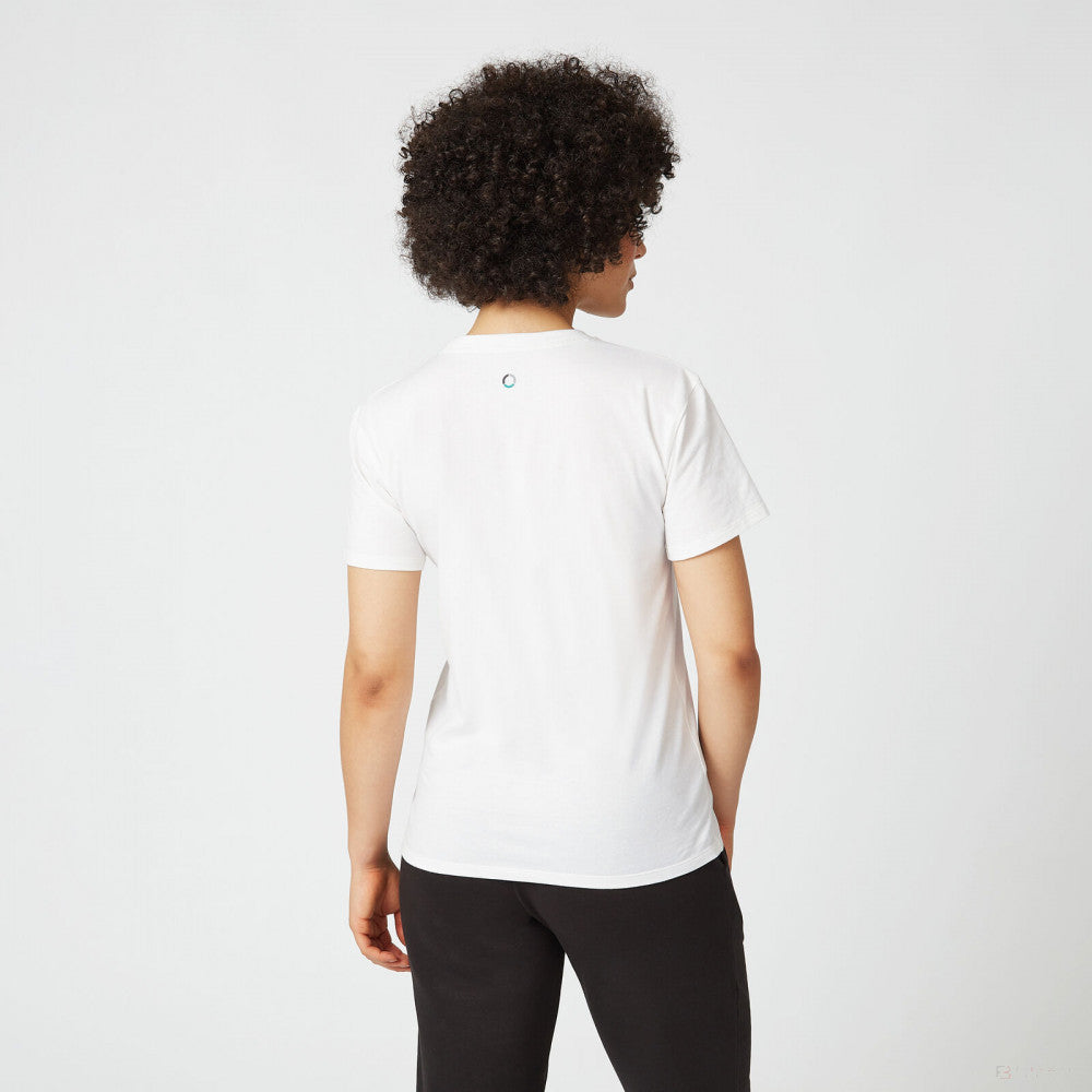 Mercedes Womens T-Shirt, Large Logo, White, 2022