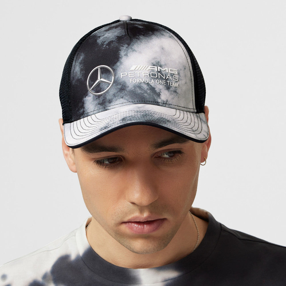 Mercedes Tie Dye Trucker Cap, Grey