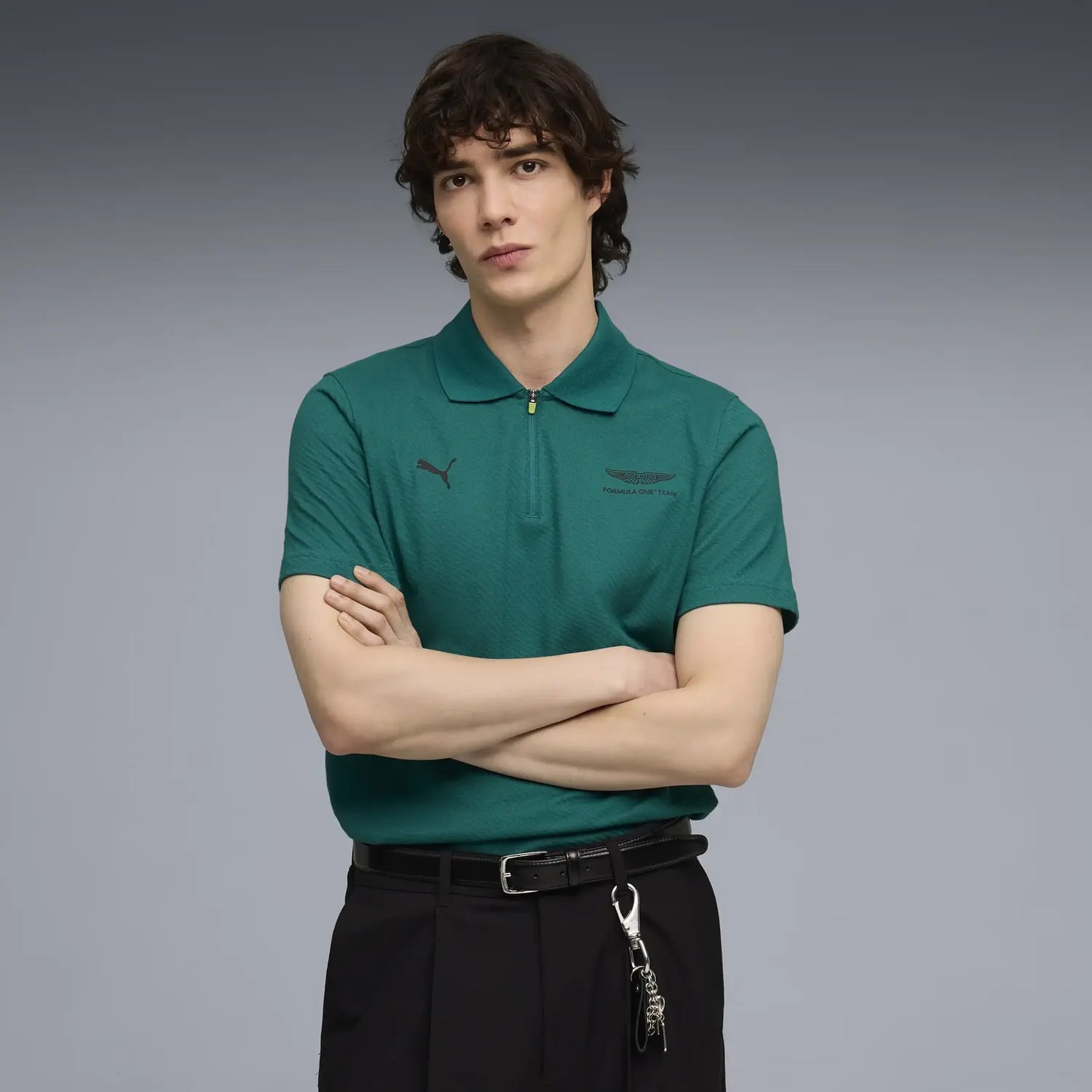 Aston Martin polo, Jaquard, regular fit, Puma, green