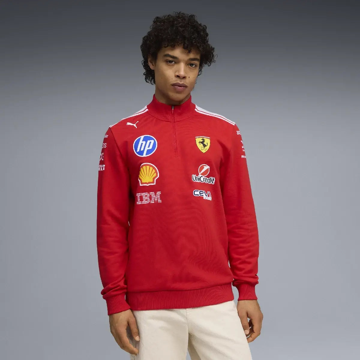 Ferrari sweatshirt, team, half zipped, T7, red