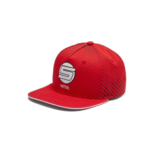 Ferrari Flatbrim Cap, Sebastian Vettel, Adult, Red, 2018