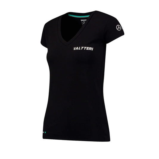 Mercedes Womens T-shirt, Valtteri Bottas 77, Black, 2017