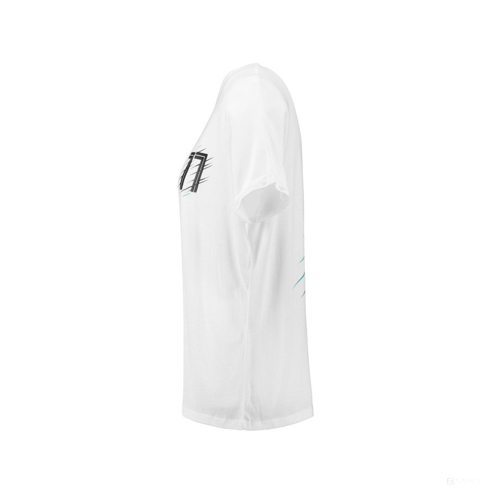 Mercedes Womens T-shirt, Valtteri Bottas 77, White, 2018