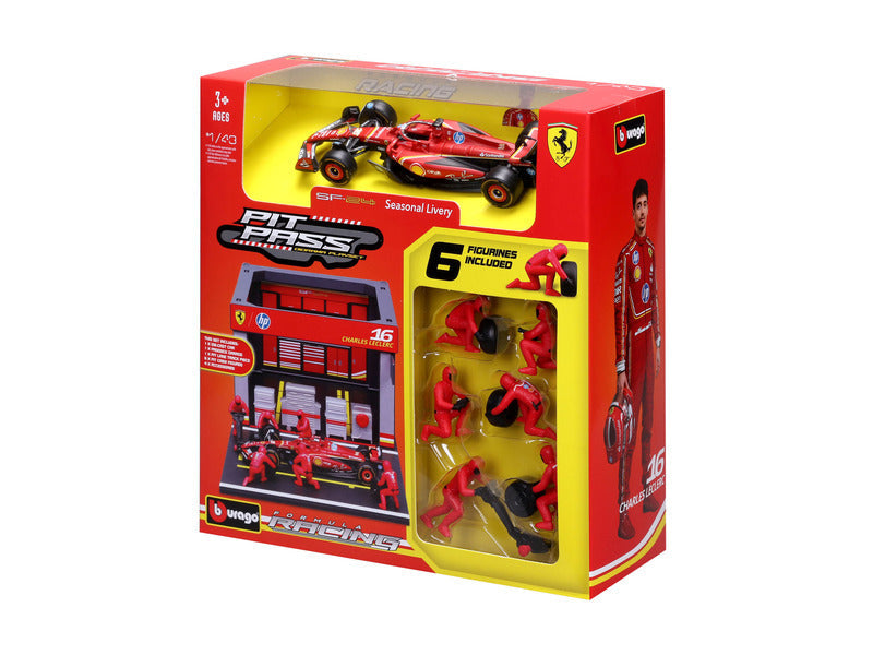 Ferrari model kit, pit pass, bburago, 1:43, Charles Leclerc, #16, SF-24