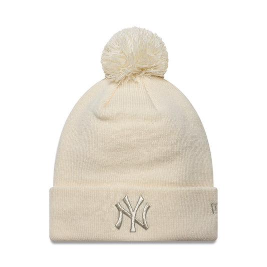 New York Yankees beanie, metalic bobble, women, New Era, beige