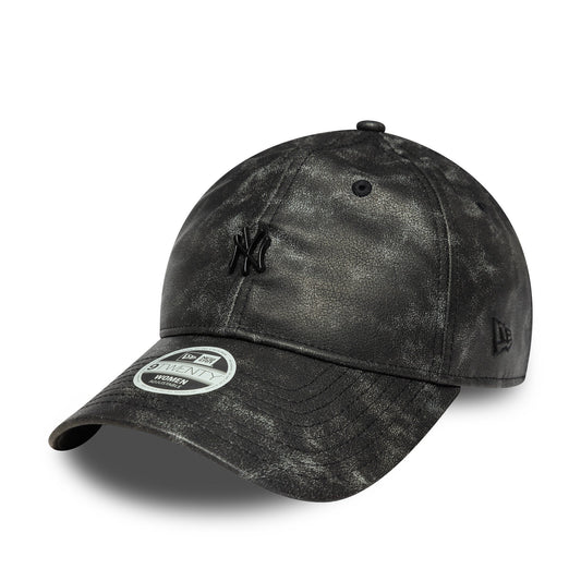 New York Yankees cap, worn PU, New York Yankees, 9TWENTY, plain, black