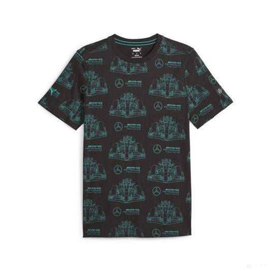 Mercedes t-shirt, AOP logo, black
