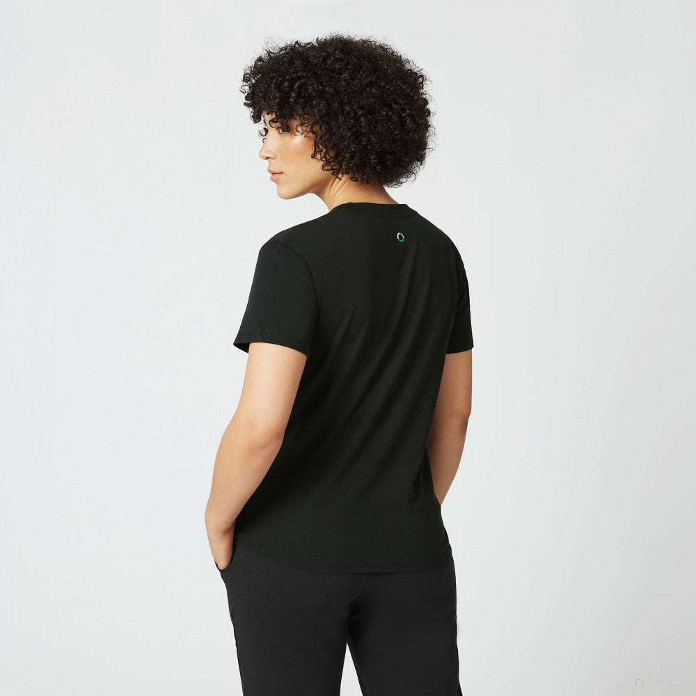 Mercedes Womens T-Shirt, Large Logo, Black, 2022