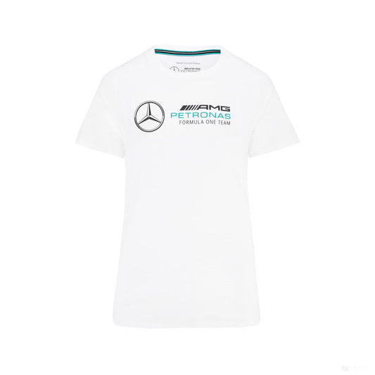 Mercedes Womens T-Shirt, Large Logo, White, 2022