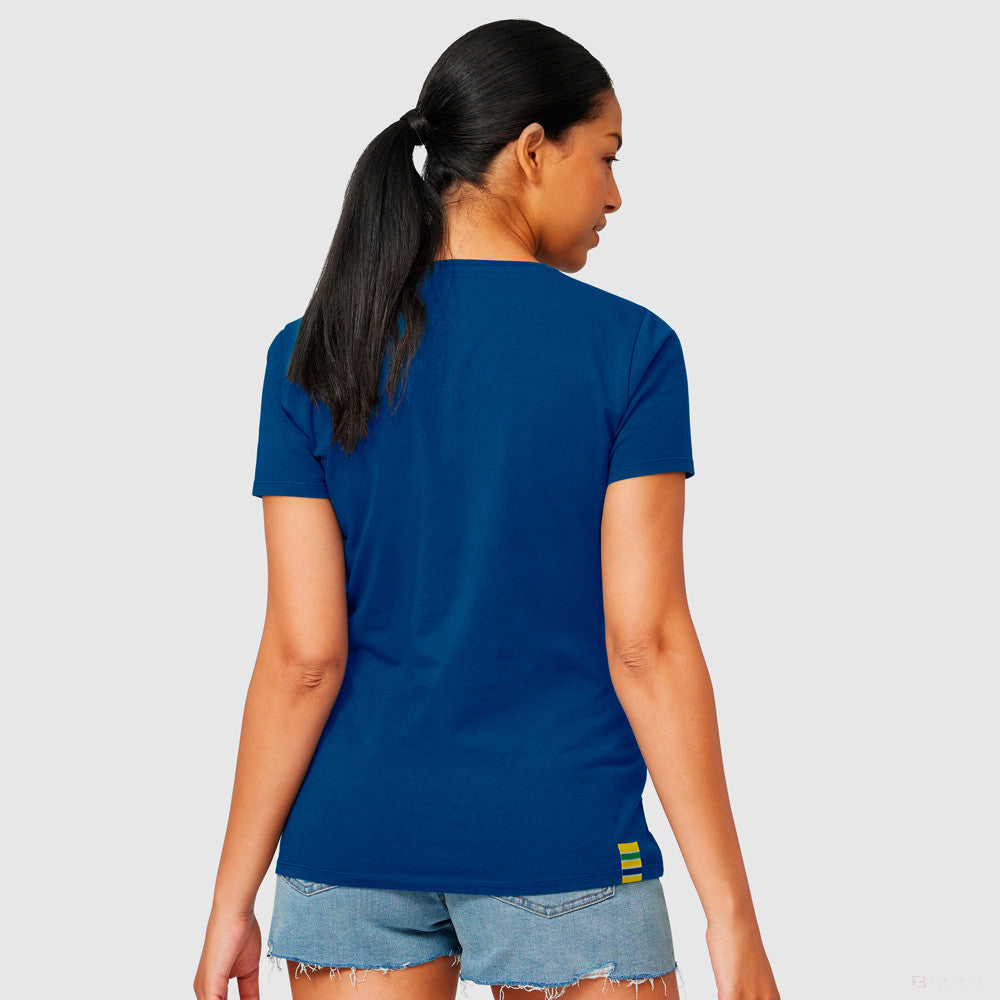 Ayrton Senna Womens T-shirt, Logo, Blue, 2021