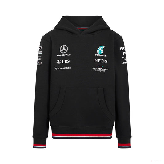 Mercedes Hooded Kids Sweater, Team, Black, 2022