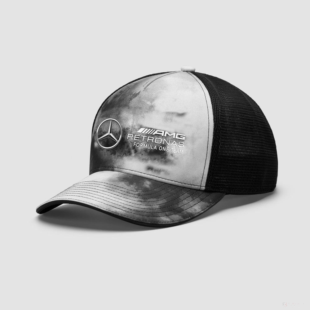 Mercedes Tie Dye Trucker Cap, Grey