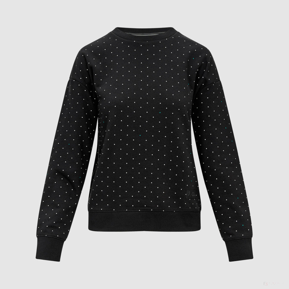 Mercedes Womens Polka Dot Crew Sweatshirt, Black