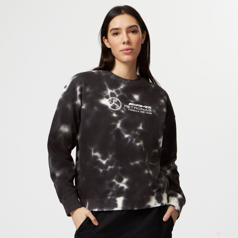 Mercedes Womens Tie Dye Crew, Grey