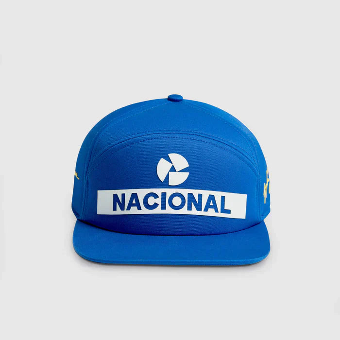 Ayrton Senna cap, Nacional, original 1984, with fabric hard case, blue