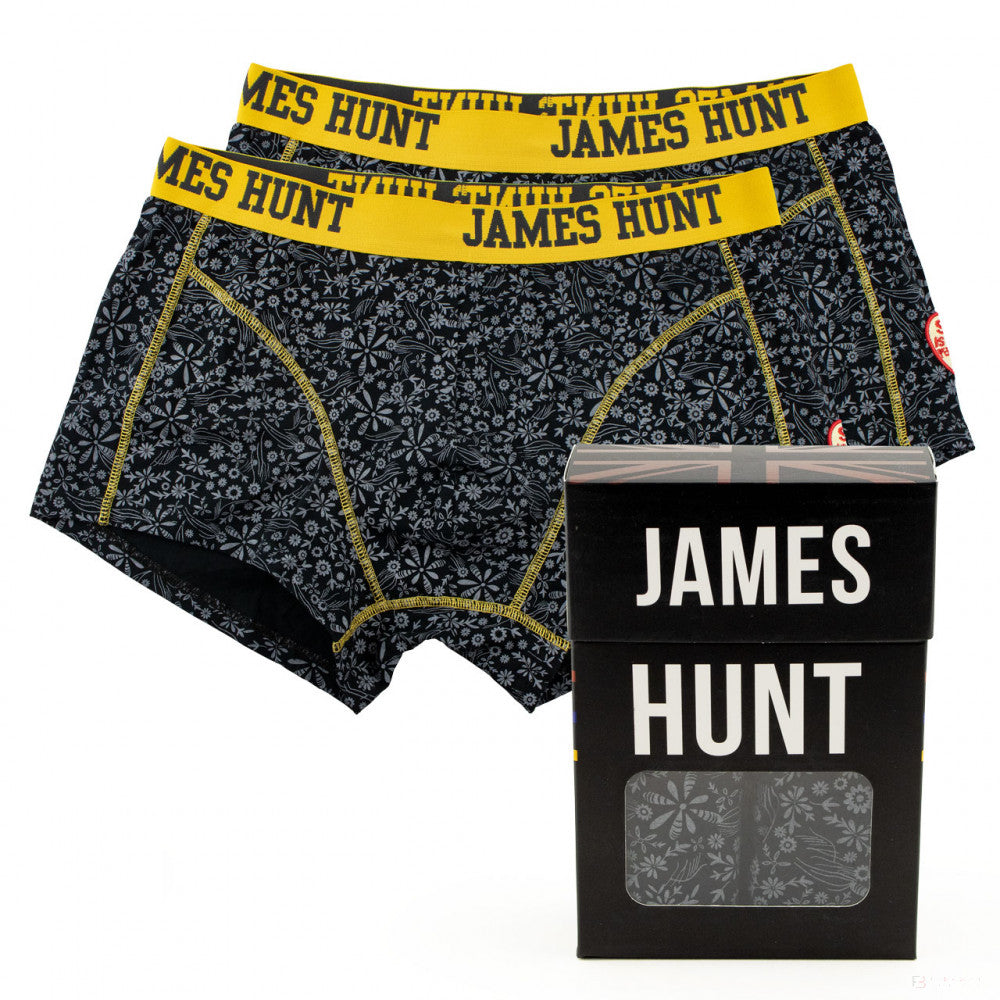 James Hunt Underwear, Seventies Boxer Shorts - Double Pack, Black, 2021