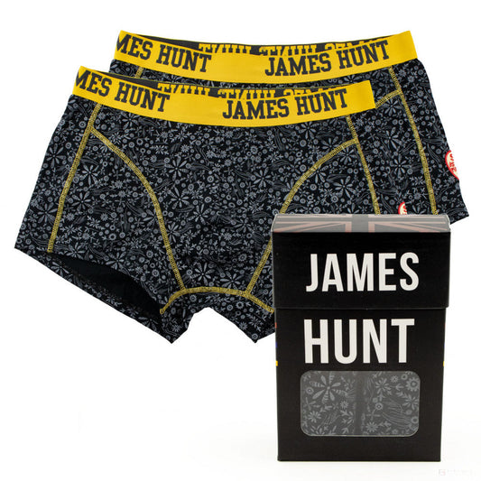 James Hunt Underwear, Seventies Boxer Shorts - Double Pack, Black, 2021