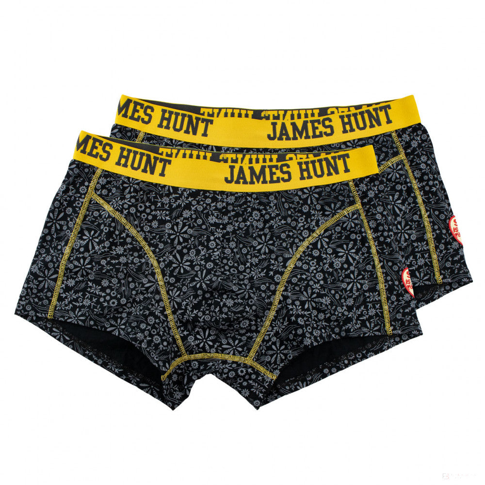 James Hunt Underwear, Seventies Boxer Shorts - Double Pack, Black, 2021
