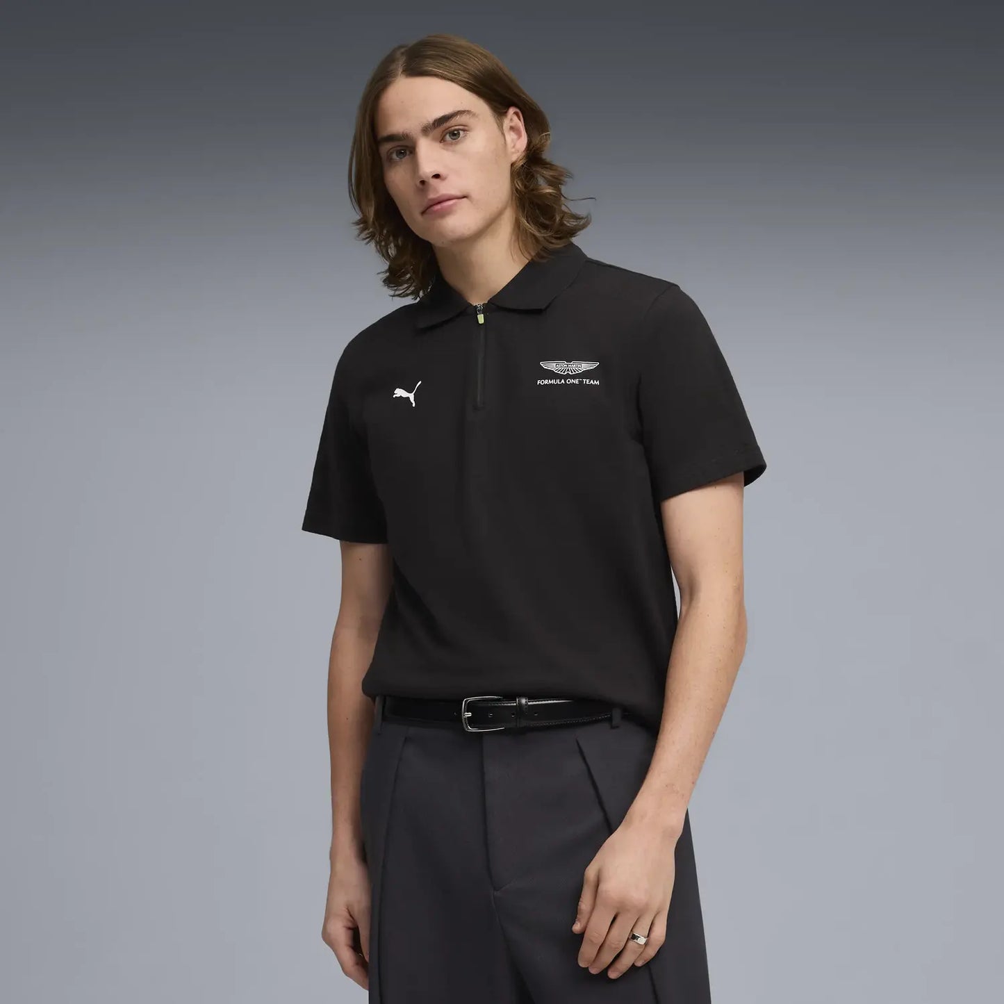 Aston Martin polo, Jaquard, regular fit, Puma, black