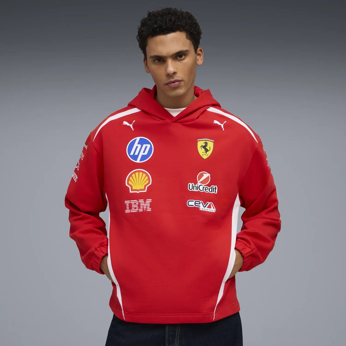 Ferrari hoodie, team, drivers authentic, red, 2026