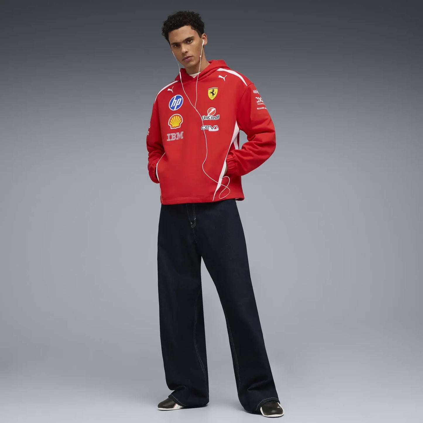 Ferrari hoodie, team, drivers authentic, red, 2026