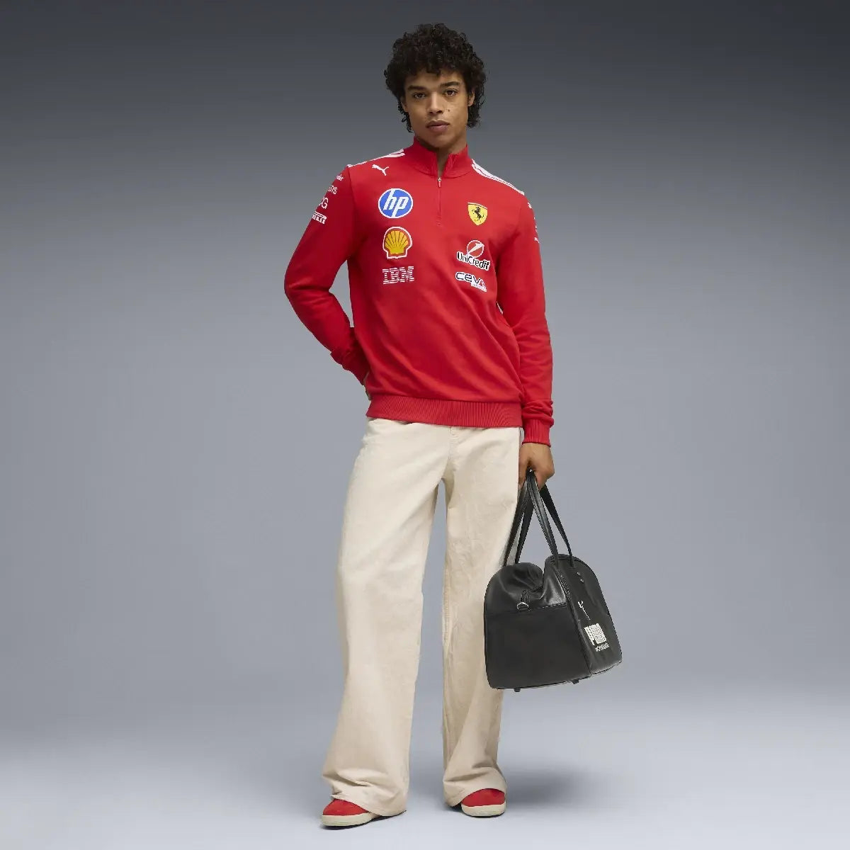 Ferrari sweatshirt, team, half zipped, T7, red